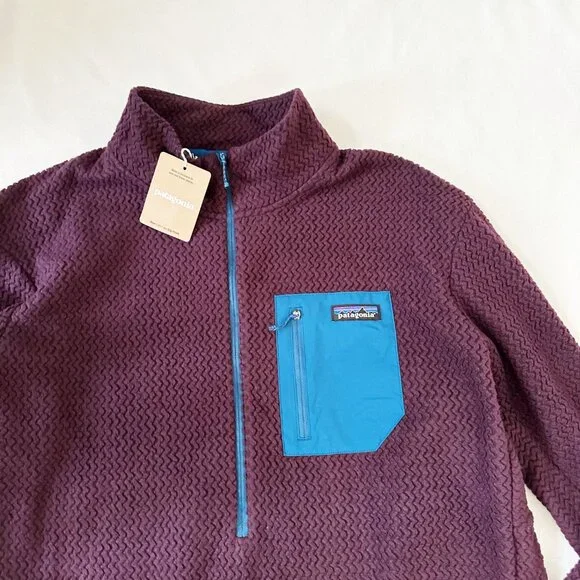 NWT Patagonia Mens R1 Air Zip Neck 2XL Fleece Pullover Obsidian Plum Lightweight